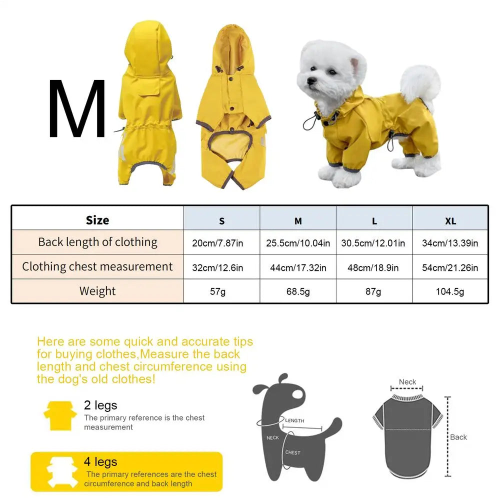Chubasquero Amarillo Ajustable con Capucha para Perro