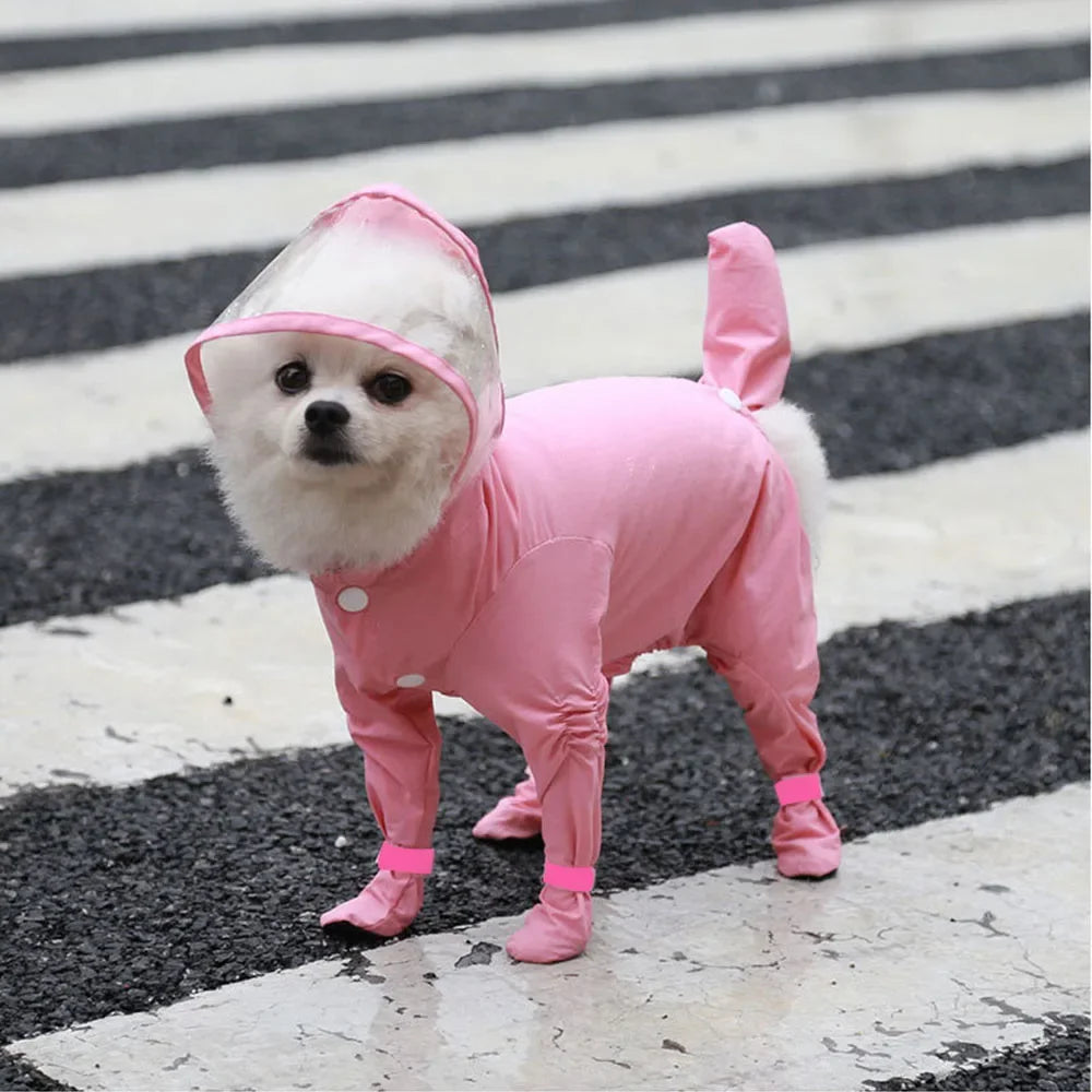 Chubasquero traje para Perro con Capucha y Botas para Lluvia y Frío