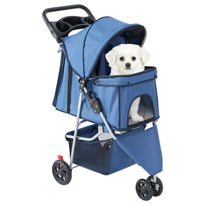 Cochecito Plegable de 3 Ruedas para Perros y Gatos