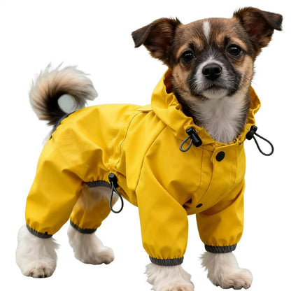 Chubasquero Amarillo Ajustable con Capucha para Perro