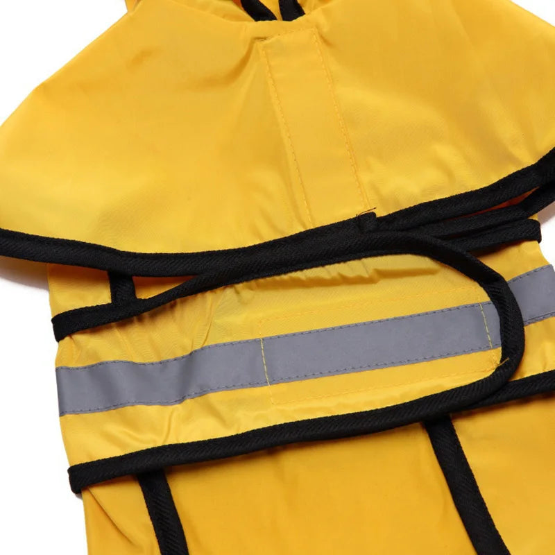 Chubasquero Amarillo Reflectante con Capucha para Perros