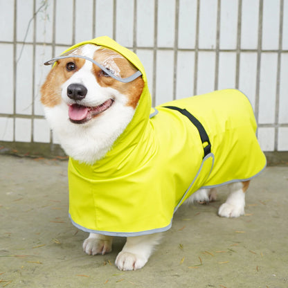 Chubasquero Verde Fluorescente con Capucha para Perros