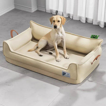 Cama Ortopédica de Cuero Sintético para Perros – Rectangular, Desmontable e Impermeable