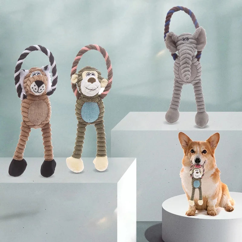 Juguete de Peluche Chirriante para Perro – Diseño de Hueso con Animalito