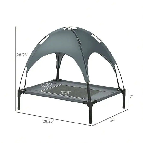 Cama Elevada Portátil con Techo para Mascotas
