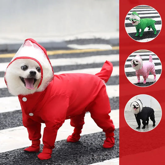Chubasquero traje para Perro con Capucha y Botas para Lluvia y Frío