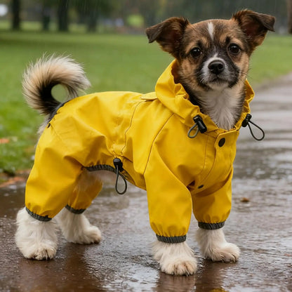 Chubasquero Amarillo Ajustable con Capucha para Perro