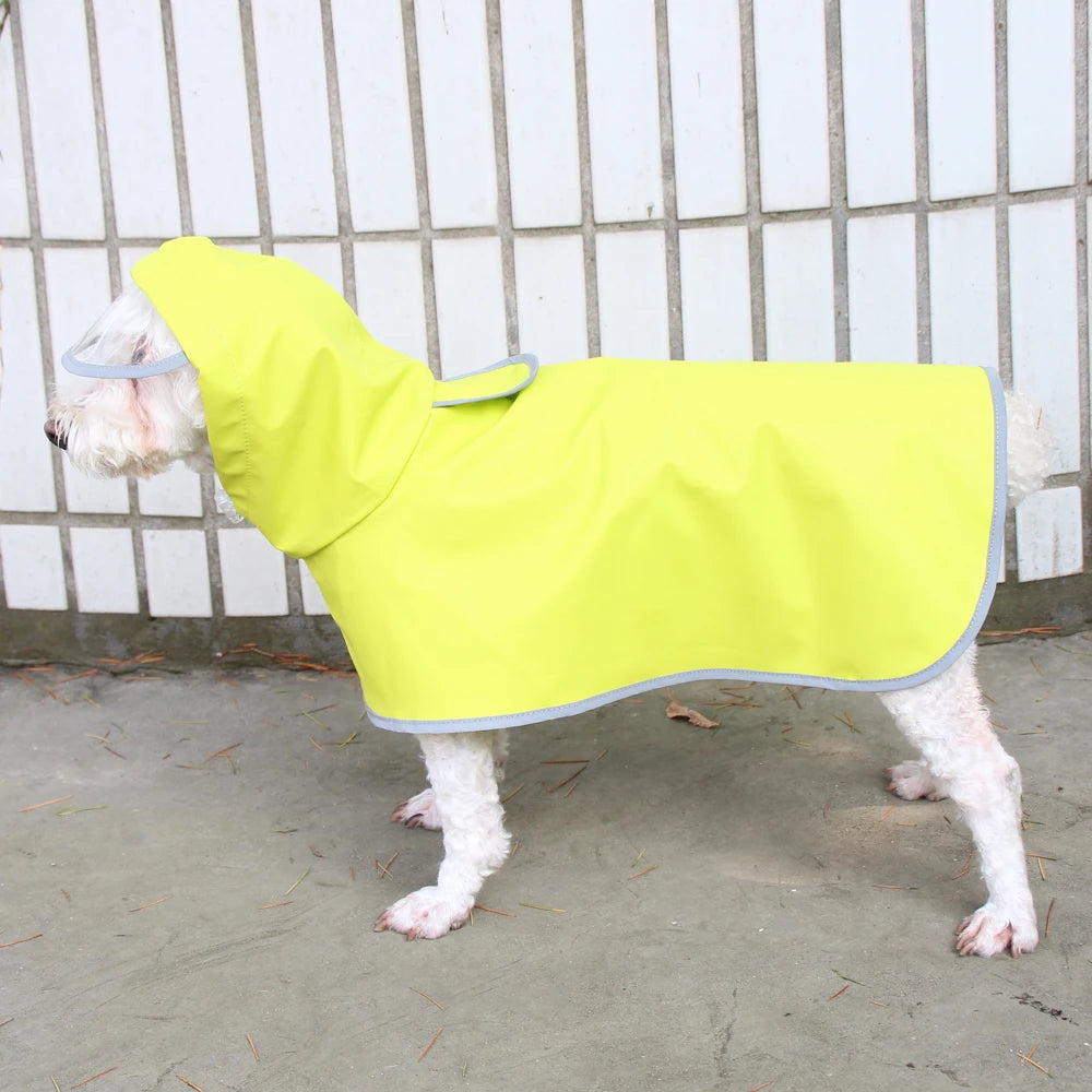 Chubasquero Verde Fluorescente con Capucha para Perros