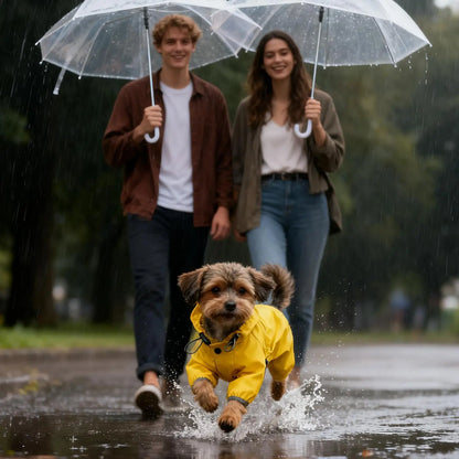 Chubasquero Amarillo Ajustable con Capucha para Perro