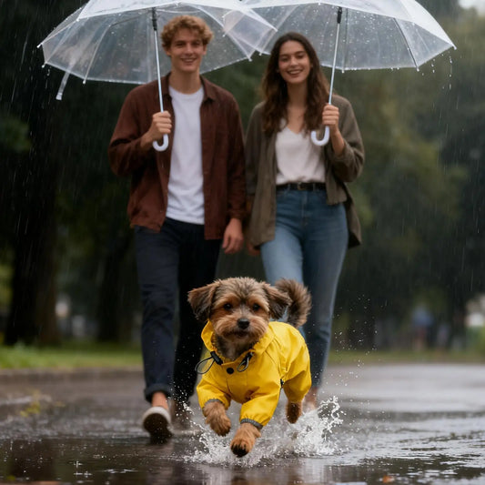 Chubasquero Amarillo Ajustable con Capucha para Perro