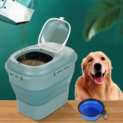 Contenedor Plegable Hermético para Alimento de Perros y Gatos