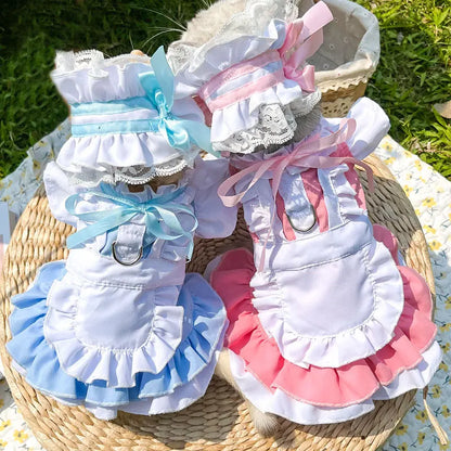 Vestido para Mascotas – Volante Azul, Ideal para Halloween y Fiestas
