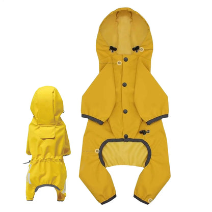Chubasquero Amarillo Ajustable con Capucha para Perro