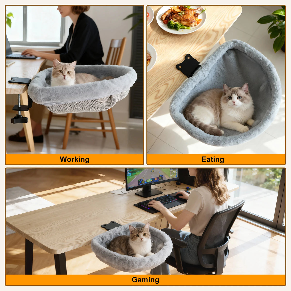 Cama de Escritorio para Gatos Plegable – Espacio Cómodo y Ahorra Espacio