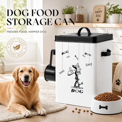 Contenedor Hermético de Metal para Alimento de Perros y Gatos con Cuchara
