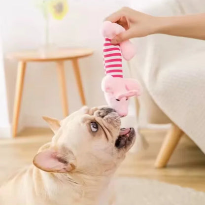 Juguete de Peluche Chirriante para Perro – Diseño de Hueso con Animalito