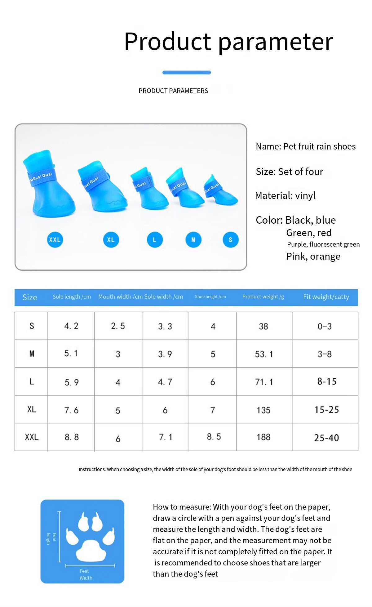 Botas de Goma Antideslizantes para Perros – 4 Piezas
