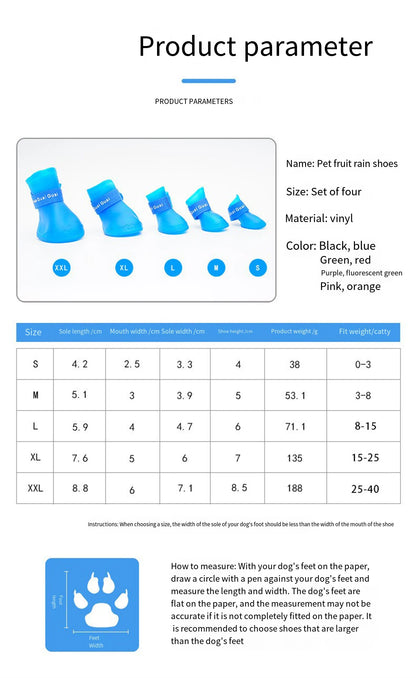 Botas de Goma Antideslizantes para Perros – 4 Piezas