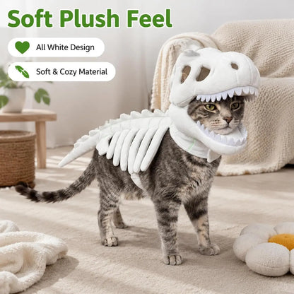 Disfraz de Esqueleto de Dinosaurio para Mascotas – Capucha de Peluche T-Rex