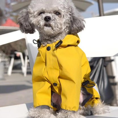 Chubasquero Amarillo Ajustable con Capucha para Perro