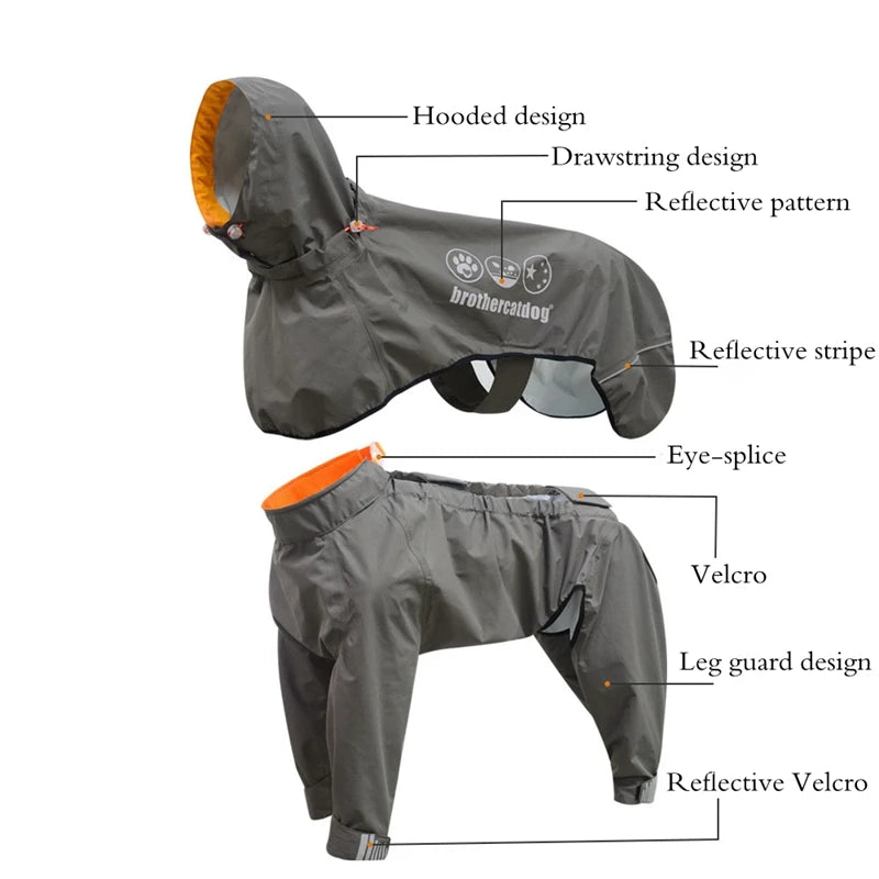 Chubasquero de Cuerpo Completo para Perros Medianos y Grandes