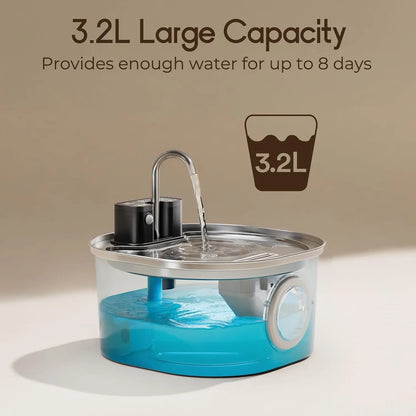 Fuente de agua para gatos con Sensor de recarga inalámbrico de acero inoxidable de 3L, bebedero automático para gatos, bebedero para perros, tazón dispensador para mascotas