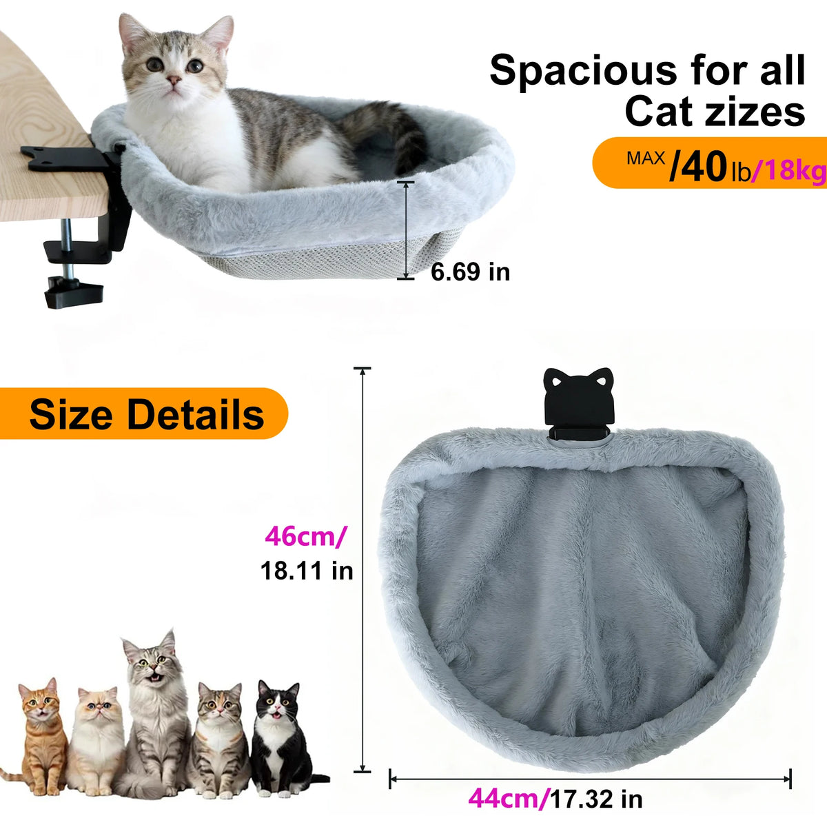 Cama de Escritorio para Gatos Plegable – Espacio Cómodo y Ahorra Espacio