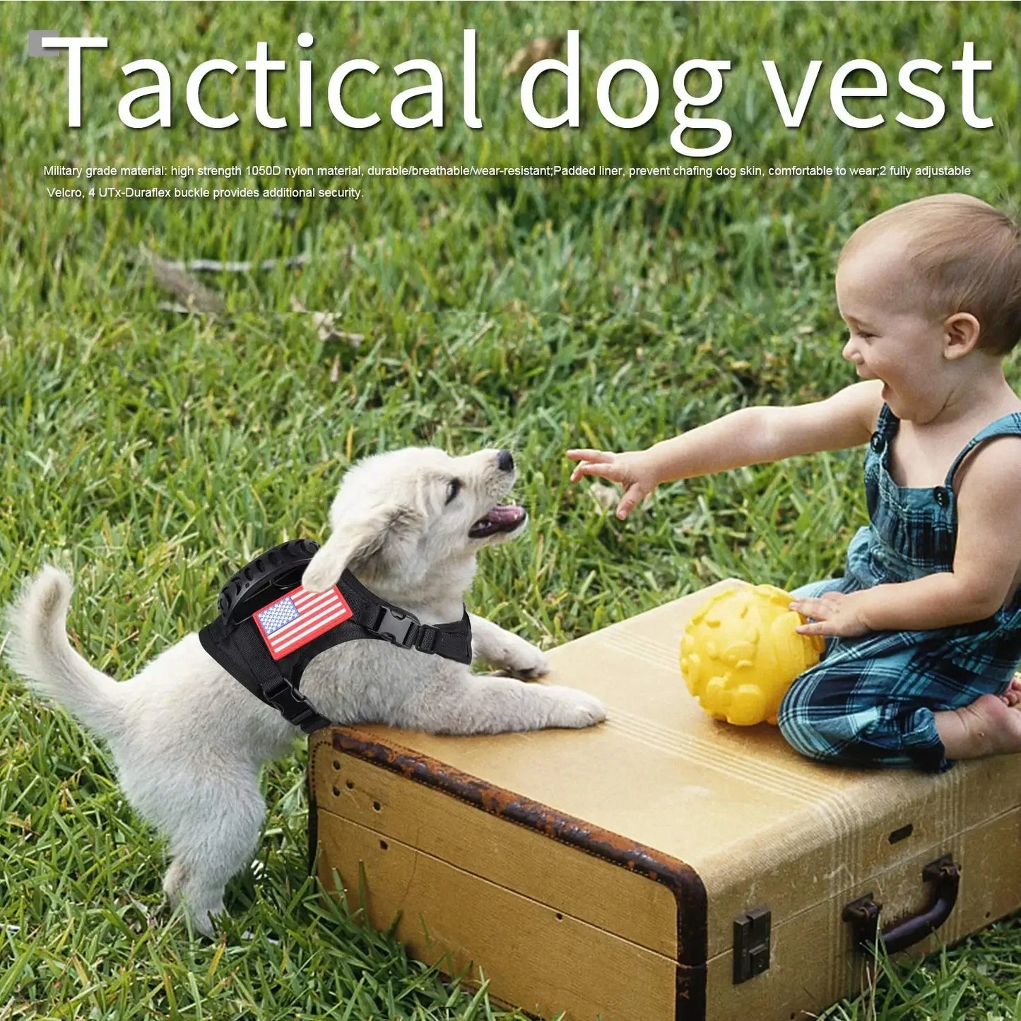 Arnés Táctico tipo chaleco ajustable para entrenamiento y paseos.