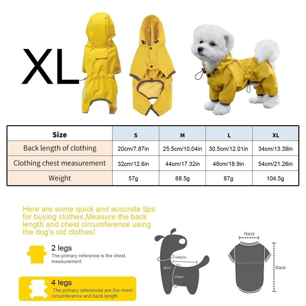 Chubasquero Amarillo Ajustable con Capucha para Perro
