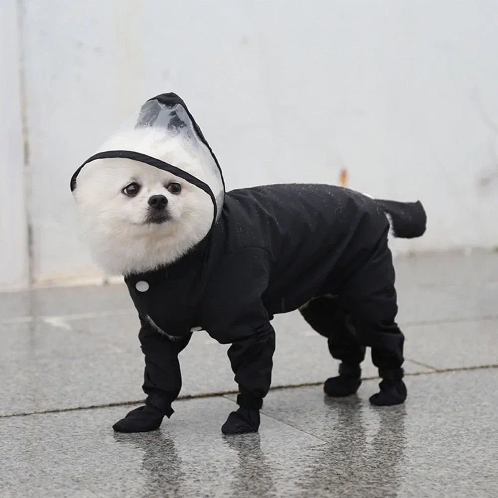 Chubasquero traje para Perro con Capucha y Botas para Lluvia y Frío