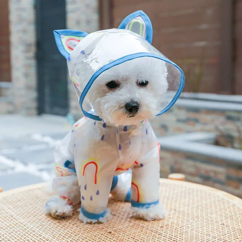 Chubasquero Transparente con Capucha para Perro Pequeño