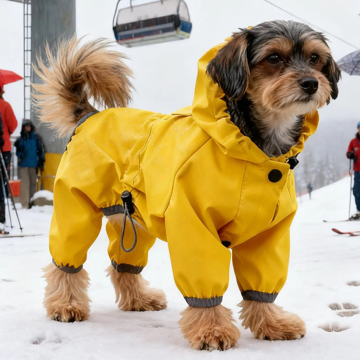 Chubasquero Amarillo Ajustable con Capucha para Perro