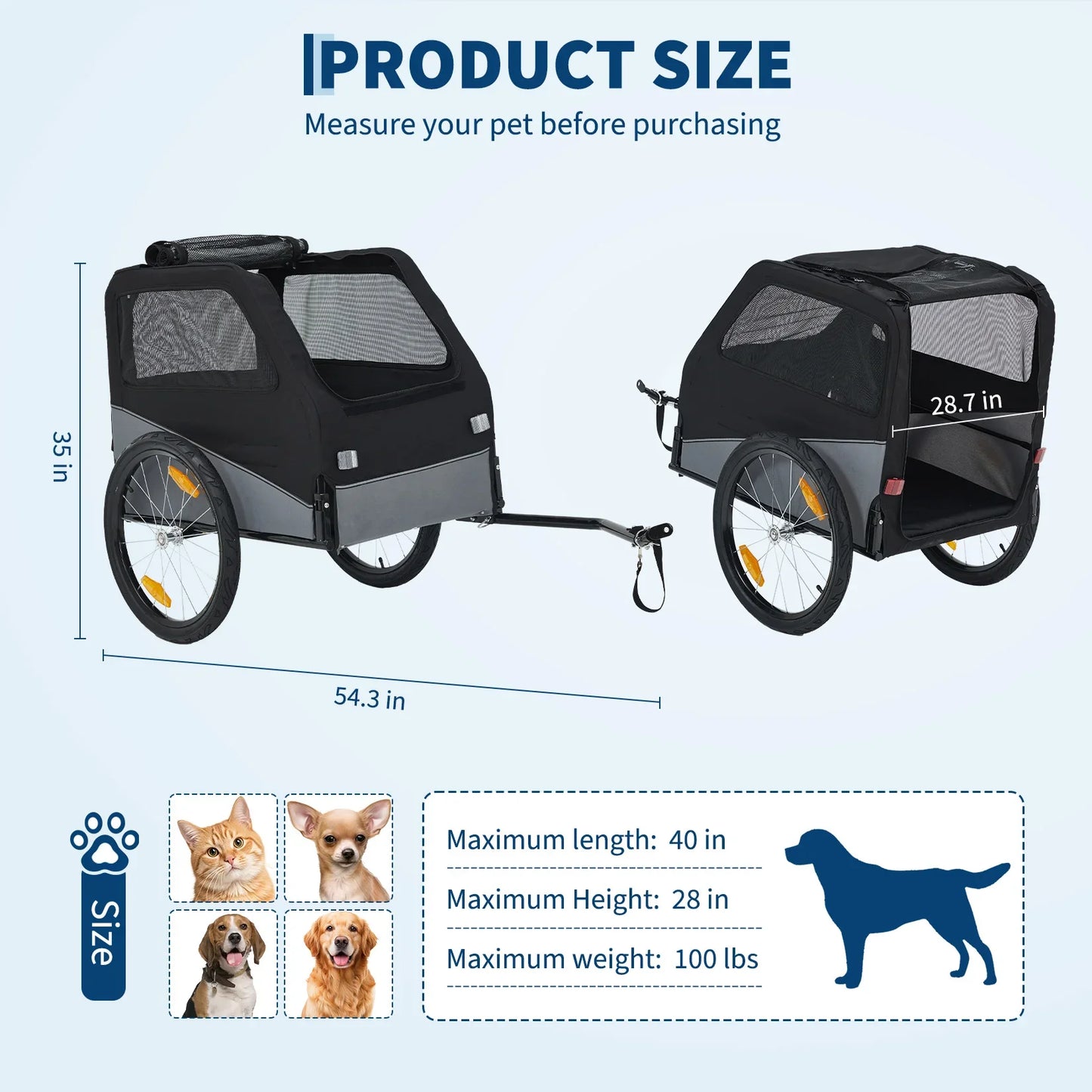 Remolque Plegable para Perros (No incluye la bicicleta)
