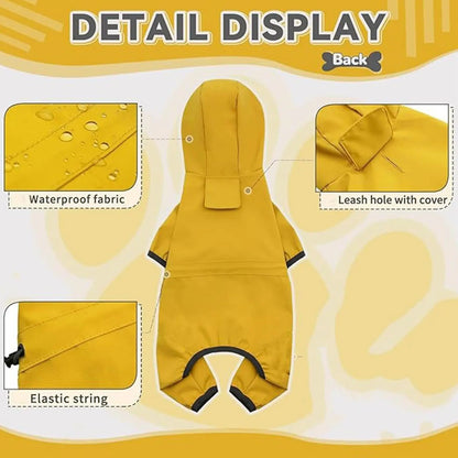 Chubasquero Amarillo Ajustable con Capucha para Perro