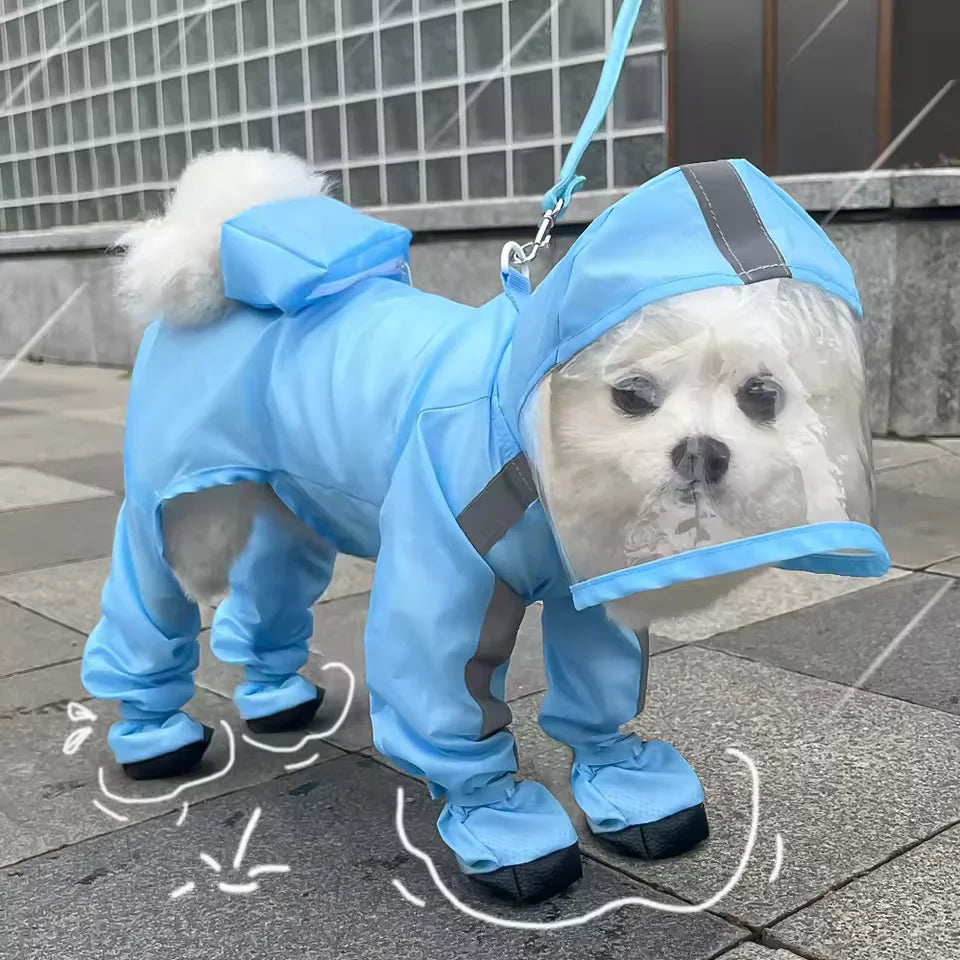Chubasquero traje para Perro con Capucha y Botas para Lluvia y Frío