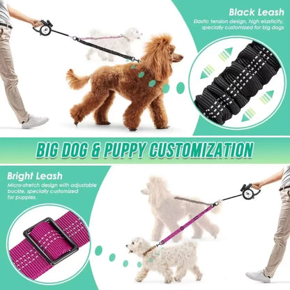 Correa Doble para Perros con Bungee – Ajustable y Absorbente de Impactos