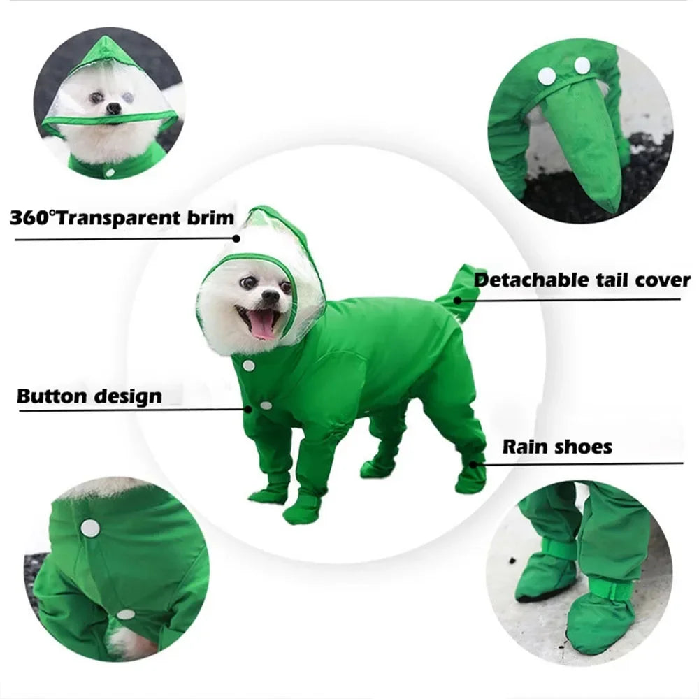 Chubasquero traje para Perro con Capucha y Botas para Lluvia y Frío