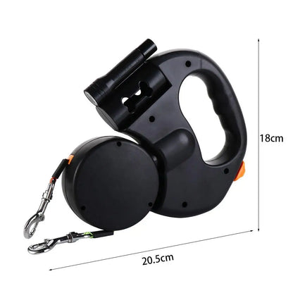Correa Doble Retráctil para Perros con Luz LED – Ajustable y Reflectante 360°