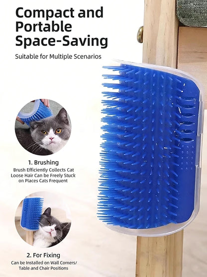 Cepillo de Masaje para Gatos 2 en 1, Removedor de Pelo y Rascador para Pared