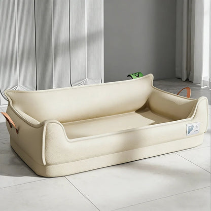 Cama Ortopédica de Cuero Sintético para Perros – Rectangular, Desmontable e Impermeable