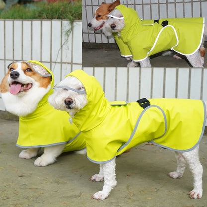 Chubasquero Verde Fluorescente con Capucha para Perros