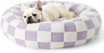 Cama Redonda para Mascotas – Cojín Suave con Diseño de Nubes, Todas las Estaciones