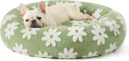 Cama Redonda para Mascotas – Cojín Suave con Diseño de Nubes, Todas las Estaciones