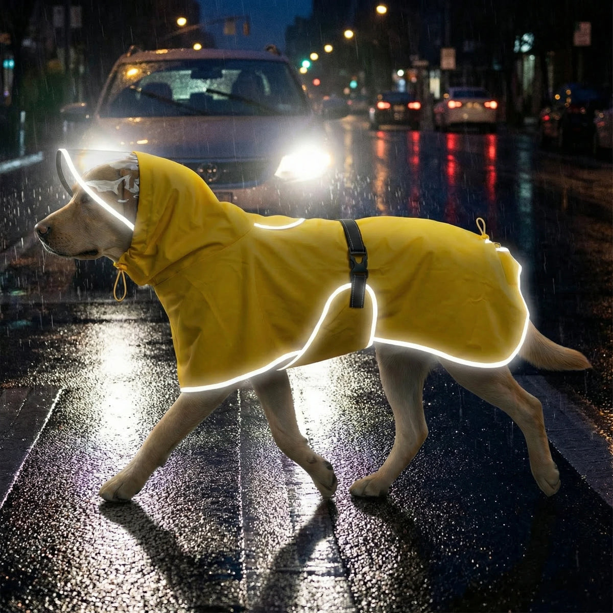 Chubasquero Reflectante con Capucha para Perros Medianos y Grandes