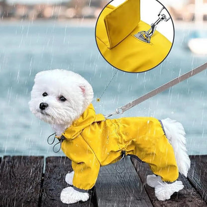 Chubasquero Amarillo Ajustable con Capucha para Perro