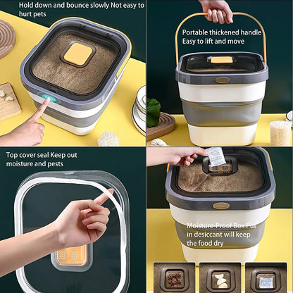 Contenedor Plegable Hermético para Alimento de Perros y Gatos