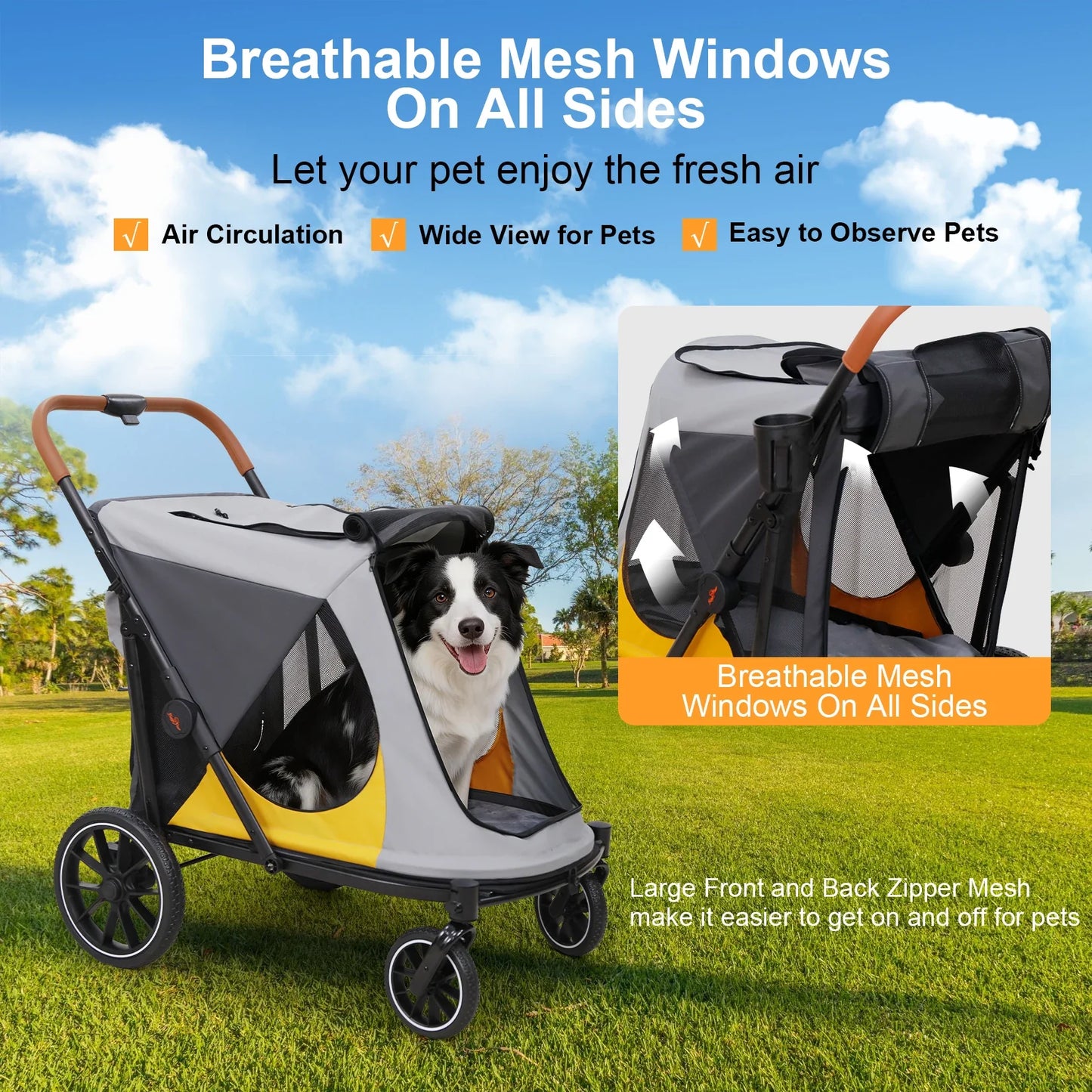 Carrito grande para perros y gatos, apto para mayores o ancianas de hasta 42 kg.