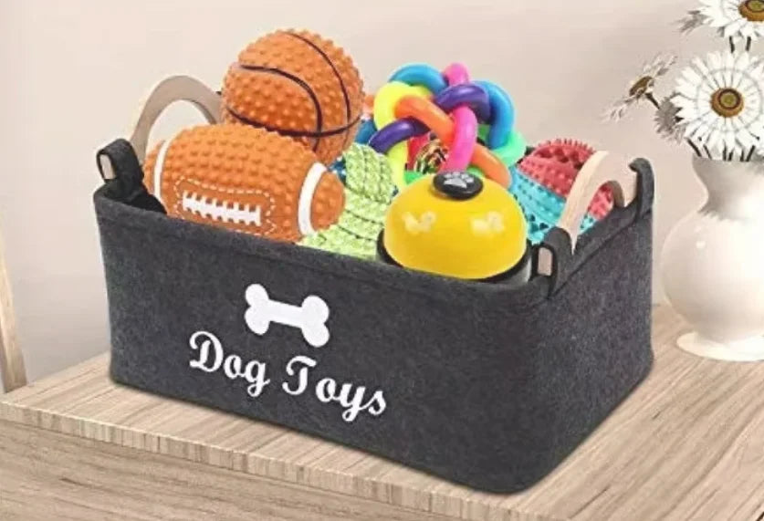 Caja Organizadora de Juguetes para Perros de Fieltro