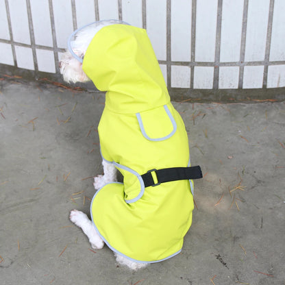 Chubasquero Verde Fluorescente con Capucha para Perros