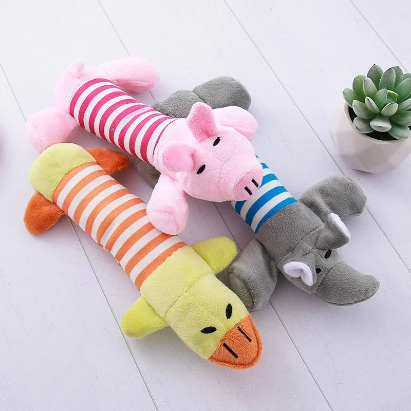 Juguete de Peluche Chirriante para Perro – Diseño de Hueso con Animalito